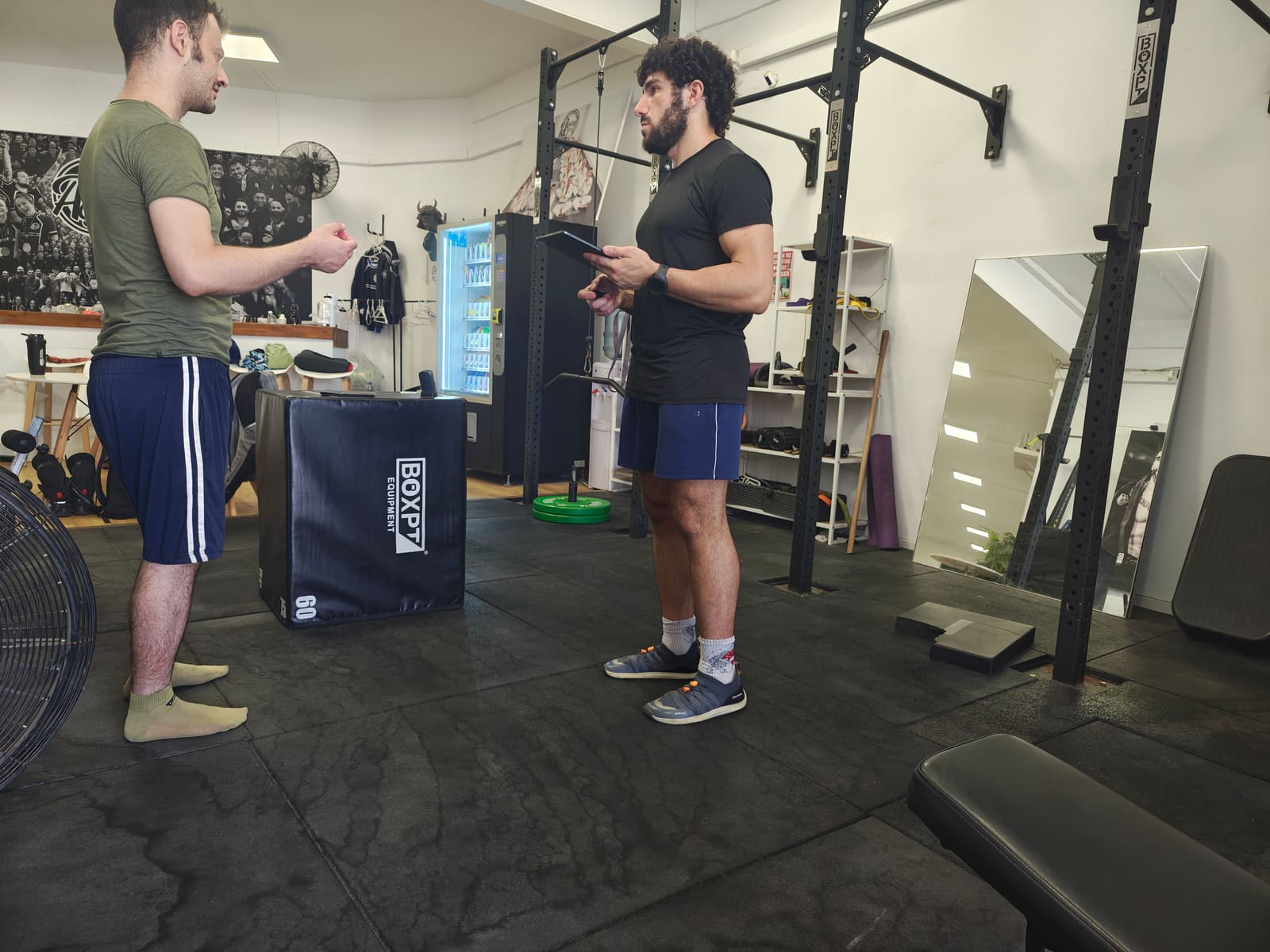 Coaching a client through a standing drill