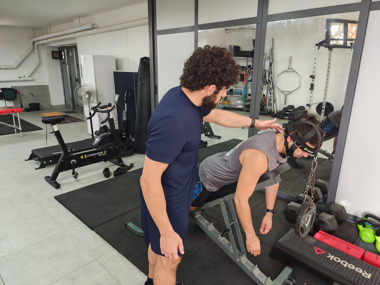 Setting up a cervical traction exercise